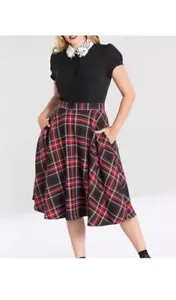 Hell Bunny Vixen Made in England Red Plain A Line50s Inspired Skirt Size US XS - Picture 1 of 8