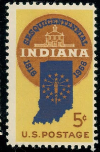 USA - 1966 - The 150th Anniversary of Indiana Statehood - 5¢ - #3128 - Picture 1 of 1