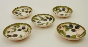 Ciotole tonde 31/2” dipinte a mano corona di olive illimitate da tavolo - set di 5 - Foto 1 di 5