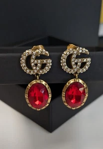 Gucci Double G RED Stone Austria zircon - Picture 1 of 9