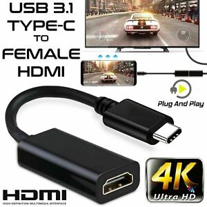 For Phone Android Type C to HDMI USB 3.1 Cable Adapter 4K HD TV Video Converter