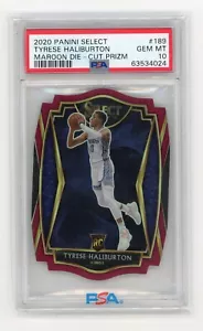 2020 Select #189 TYRESE HALIBURTON Maroon fustellato Prizm RC/175 PSA 10 - Foto 1 di 2