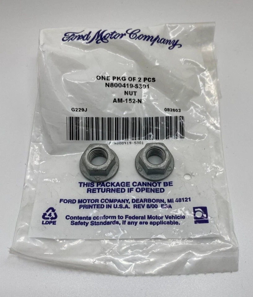 Ford M10 x 1.5mm Hex Head Nut Pk 2  - N800419-S301 - Image 1 of 1