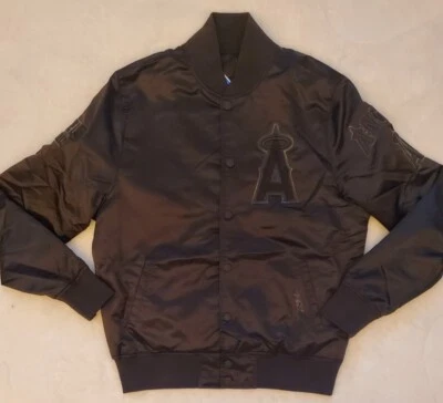 Los Angeles Angels Pro Standard Black-Out Satin Jacket Sz L Badges Galore 👀🔥 - Image 1 of 4