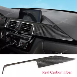 Real Carbon Fiber Central Console Dashboard Trim For BMW M3 M4 F80 F82 2014-2019 - Foto 1 di 12