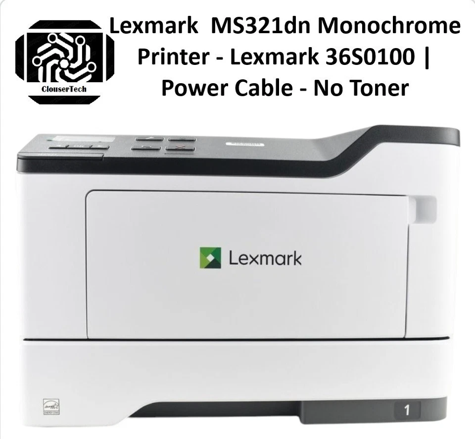 Lexmark  MS321dn Monochrome Printer - Lexmark 36S0100 | Power Cable - With Toner - Image 1 of 4