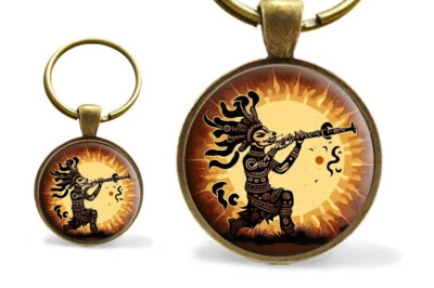 Llavero superior de vidrio Kokopelli Sun Dance Fertilidad Diety regalo artesanal Foto 1 de 2
