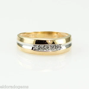 0.30 CT. SI1-G ROUND DIAMOND WEDDING BAND 14K WHITE YELLOW GOLD RING SIZE 9.75 - Picture 1 of 6