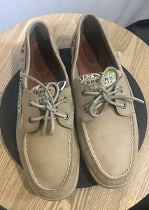 Sperry Top-Sider Damen 10 Boot beige Leder tropischer Druck Schnürung niedrig maritim - Bild 1 von 9