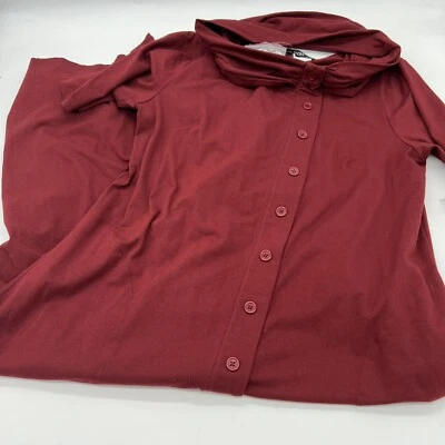 Eshakti Maxi Dress Button Down Removable Cowl Neck Collar Size XL 16 Red - Image 1 of 4