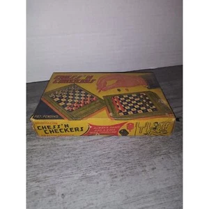 Vintage 1959 Combination Chess 'N Checkers Travel Game by Elvin in Original Box - Picture 1 of 6