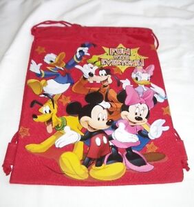 RED Mickey Mouse & Friends Drawstring Backpack Sling Tote School Kids Gym Bag :)