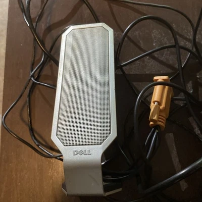 Dell Mini Desk Computer Speakers for Desktop PC Silver Metal Not Tested - Image 1 of 4