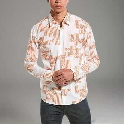 Hugo Boss Mens Shirt White Ermo Button Down Orange Logo Size M NWT - Image 1 of 4