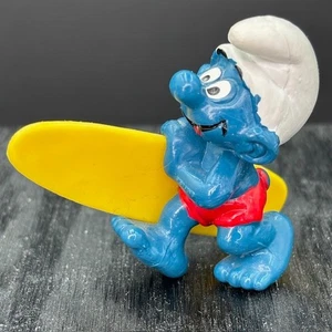 Smurfs 20137 Surfer Smurf Figure Surf Board Vtg Schleich PVC Surfing Figurine - Picture 1 of 5