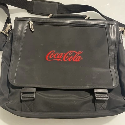 Coca-Cola Black Messenger Bag Shoulder Laptop Briefcase Logo Promo Travel Work - Image 1 of 4