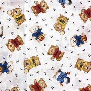 1980 Hallmark Cards Shirt Tales Animal Band Cotton Fabric - 1 Yard Hard to Find - Picture 1 of 3