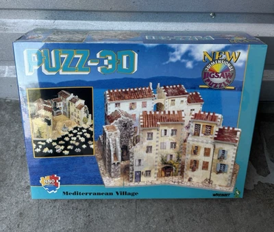 VINTAGE FAC SEALED Puzz 3D Mediterranean Village 880 Pieces Puzzle by Wrebbit - Image 1 of 4