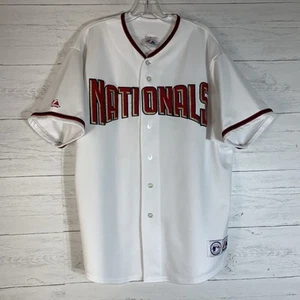 Maglia vintage Majestic Washington Nationals bianca bianca taglia XL MLB baseball - Foto 1 di 7