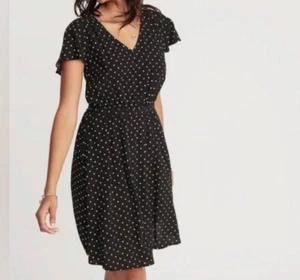 Old Navy Polka Dot Woven Wrap Dress-Size XS-Flutter Sleeve-V-Neck-Unlined - Picture 1 of 9