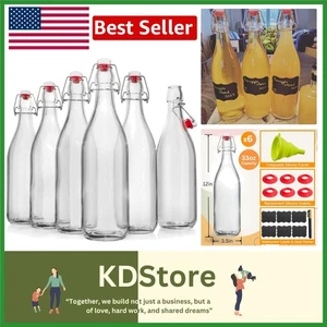 Botellas de vidrio con tapa oscilante a prueba de fugas de 33 oz - perfectas para fermentación y elaboración de cerveza - Imagen 1 de 11