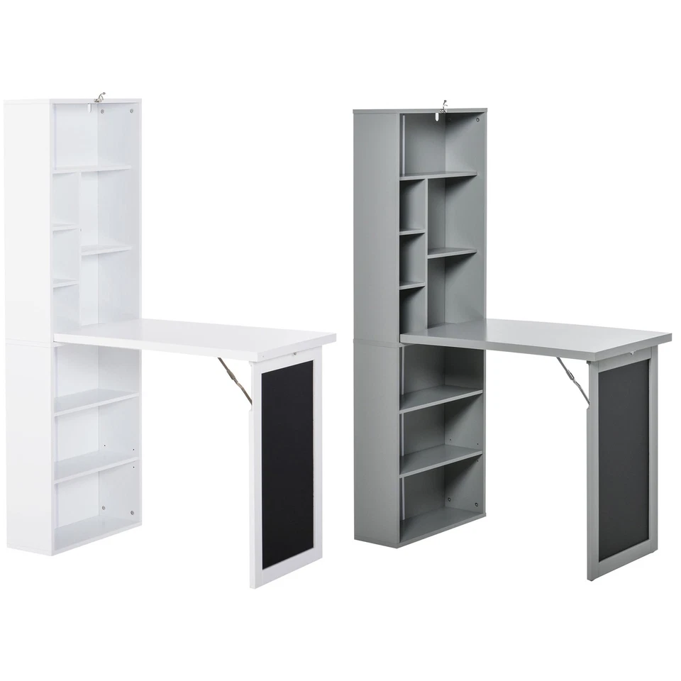 HOMCOM Scrivania Pieghevole con Libreria e Lavagna Tavolo da Pranzo per Ufficio - Immagine 1 di 1