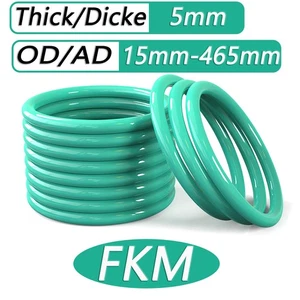 5mm Cross Section O Rings FKM Nitrile Rubber 15-465mm OD Oil Resistant Seals - Picture 1 of 163