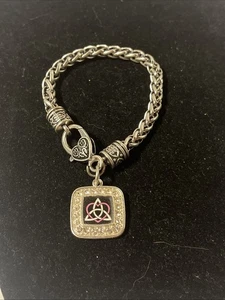 "Pulsera con dije de corazón infinito de diamantes de imitación plateados 6,5""" - Imagen 1 de 2