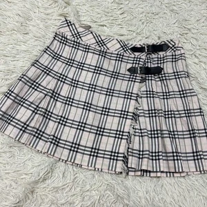 Burberry Blue Label Nova Check Mini Wrap Skirt Pink Leather Belt Size 38 Used - Picture 1 of 11