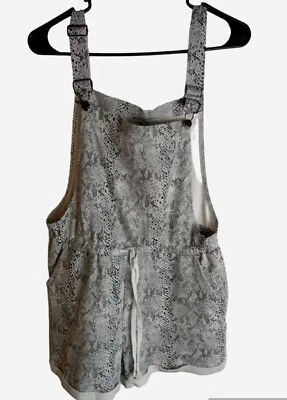 CRAZY TRAIN TALLA L BIBB MONO SHORTS NEGRO BLANCO ESTAMPADO SERPIENTE BOLSILLOS Foto 1 de 3