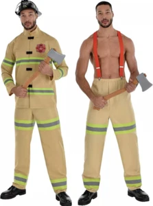 Firefighter Fire Man Yellow Suit Dress Up Halloween Adult Costume Male stripper - Picture 1 of 4