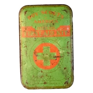 Vtg Boy Scouts Of America Official First Aid Kit By Johnson & Johnson Tin 1950s - Picture 1 of 7