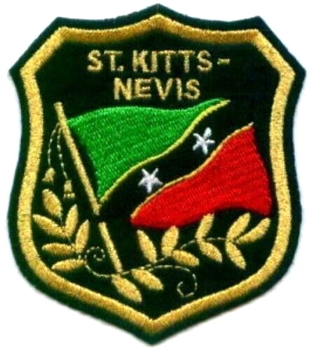 ST. KITTS-NEVIS Flag in shield Embroidered Patches 3.25"x2.75" iron-on - Image 1 of 1