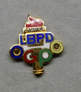 1984 LBPD TORCH LONG BEACH POLICE DEPARTMENT OGPO (BLUE LETTERS) OLYMPICS PIN - Picture 1 of 1