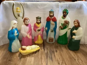 Vintage Set EMPIRE NATIVITY Plastic BLOW MOLD Holy Family Wisemen Christmas USA - Picture 1 of 18