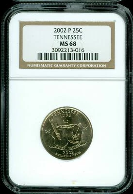 2002 P TENNESSEE QUARTER NGC MS68 2ND FINEST REGISTRY POP MAC SPOTLESS * - Image 1 of 2
