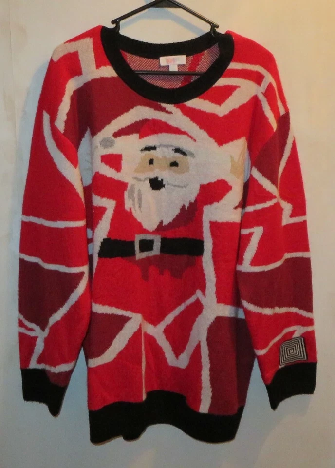 Lularoe XL Feo Navidad Suéter Papá Noel Rojo Blanco St Nick Jolly Unisex  Foto 1 de 4