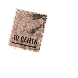 Ceylon 1885 10 c auf 24c lila fein gebraucht - Bild 1 von 1
