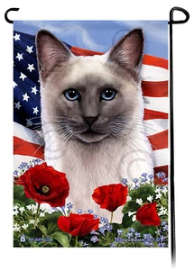 Bandera de jardín flores patrióticas - Gato siamés punta azul - Imagen 1 de 1