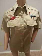 VTG 50's Duxbak Embroidered Birds Deer Hunting Camp Rockabilly Shirt Top
