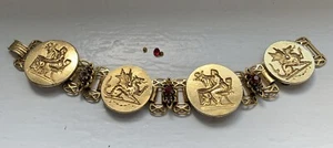 Victorian Lady Etruscan Revival Bracelet Caged Angel Cherub Winged Dragon - Picture 1 of 13