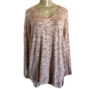 Style & Co Long Sweater 2X Super Soft Heathered Red 3/4 Slv Lightweight NWT $56 - Picture 1 of 5