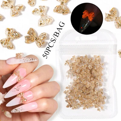 50pcs Nail Bow Drill Nail Decoration Nail Luminous Jewelry Resin Nail Art DIY⇓ - Image 1 of 4