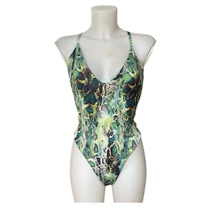 BOOHOO women’s swimsuit 1-piece Sz 10 snake print - Picture 1 of 3