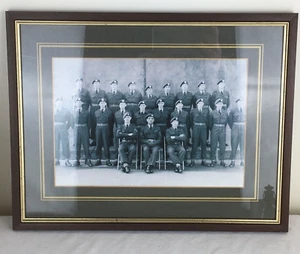 VINTAGE PHOTO 'ARMY SQUADRON' circa 1940's-50's FRAMED 13.5" x 10.5" - Picture 1 of 12