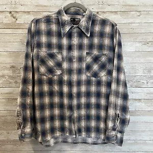 Camisa De Colección Van Cort Para Hombres M 15.5 Franela Azul 100% Algodón Y2K Grunge Preencogida - Imagen 1 de 6