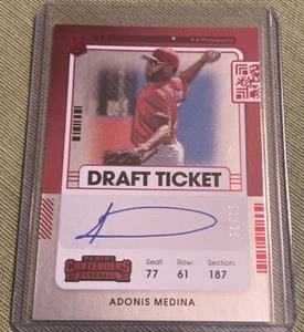 2021 Contenders Rookie Draft Ticket On Card Auto Red #136 Adonis Medina #d 30/75 - Picture 1 of 2
