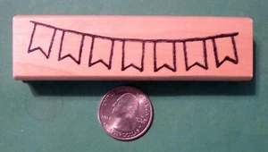 Banner Flags Decoration Rubber Stamp, Square Flags, wood mounted - Picture 1 of 2