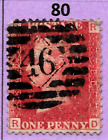 GB QV 1868 SG43 / 44, 1d Penny Red,  Good Used, Plate 80 (RD)