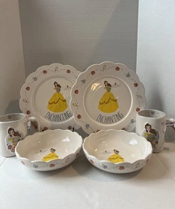 Rae Dunn Disney Princesa Bella Encantadora Conjunto de 3 Piezas La Bella y la Bestia Nuevo - Imagen 1 de 8